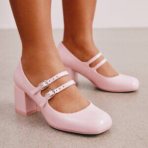 Bubblegum Pink Mary Jane Low Heel - Brand New